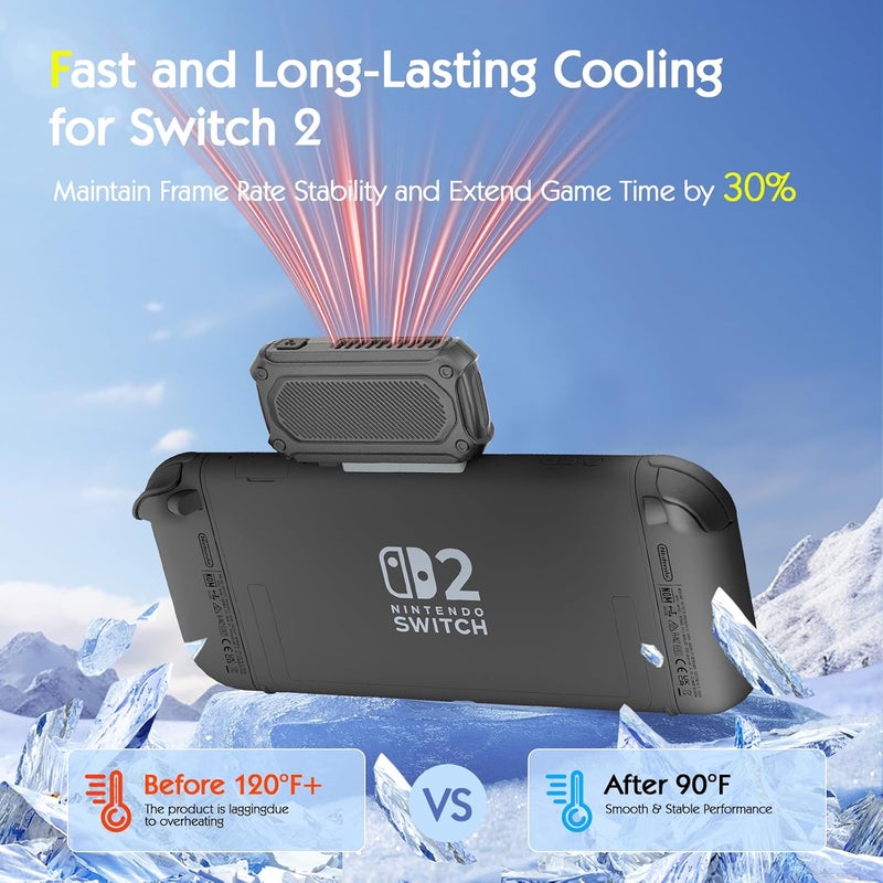 Saitake Cooling Fan for Nintendo Switch 2,Rapid Cooling,Two-Speed Adjustable,Real-Time Temperature Monitoring (Some Wind Noise During Operation and The Case Needs to Be Removed When In Use!) - Image 5
